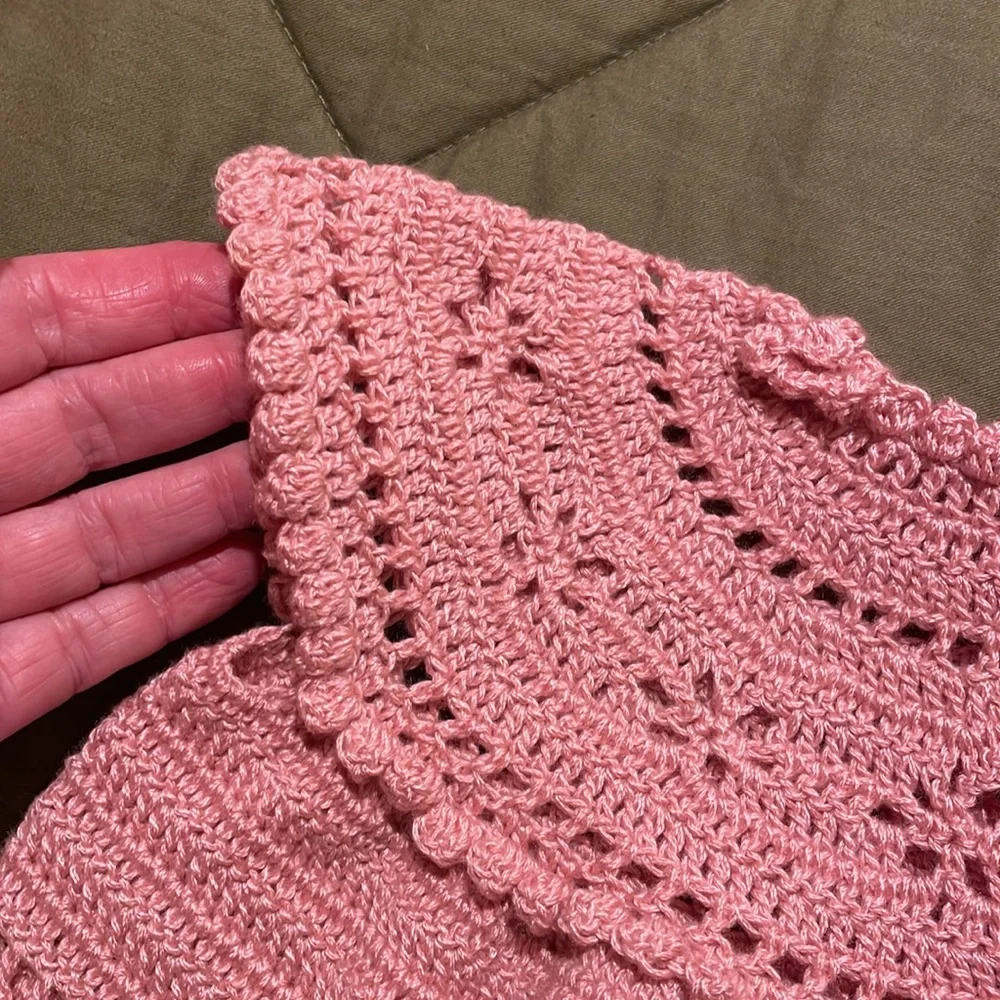 Handmade pink vintage knit baby dress o/s - Picture 8 of 13